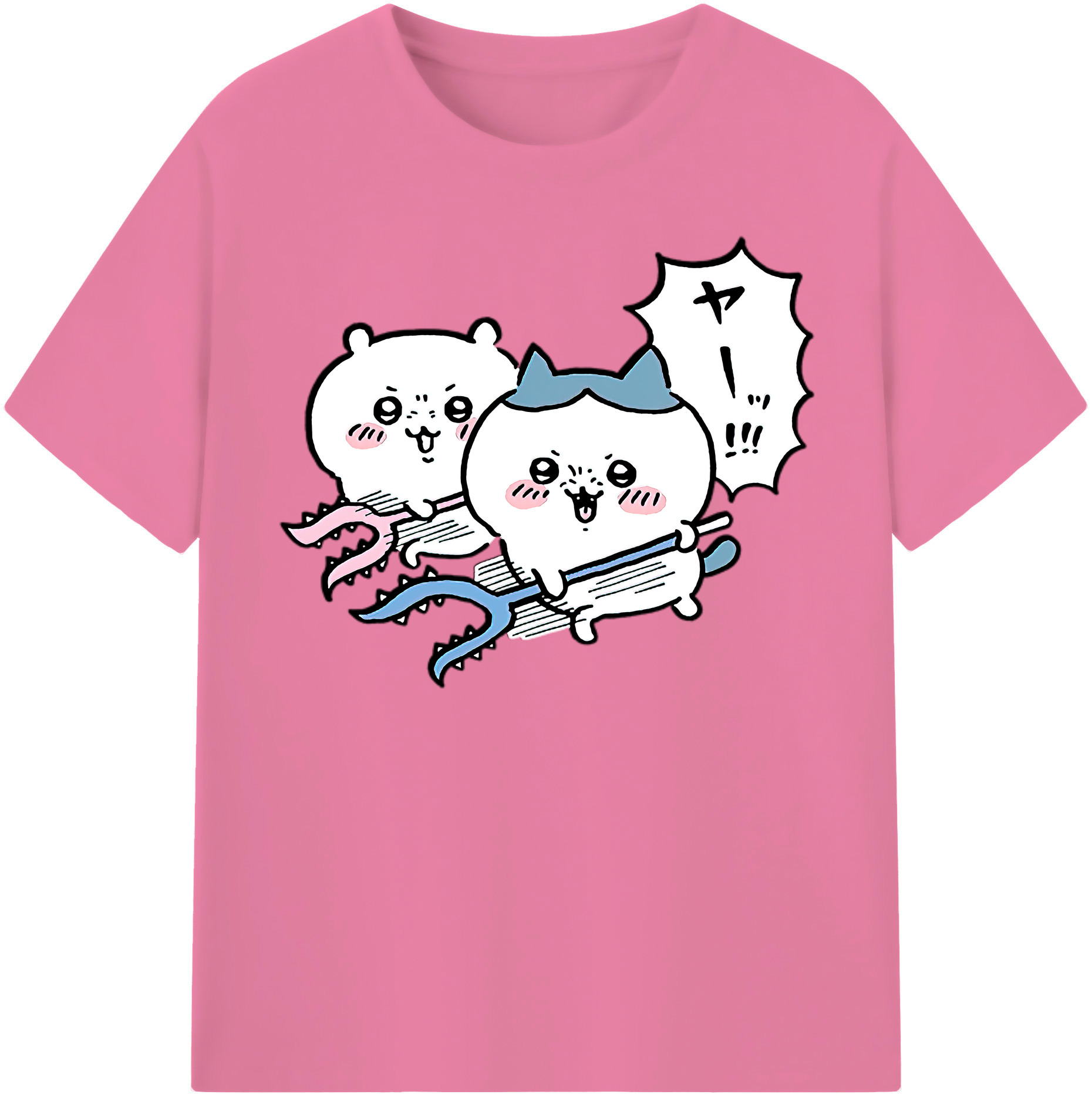 （画像用） ちいかわ ハチワレ Chii-kawa hachiware 綿100％半袖Tシャツ（フロントプリント）